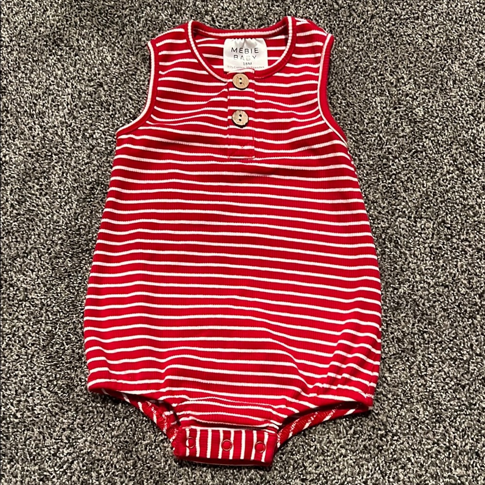Mebie Baby Red Striped Bodysuit